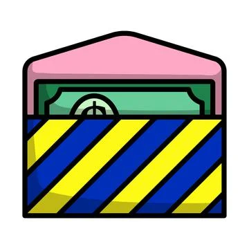 Birthday Gift Envelop Icon With Money Stock Illustration
