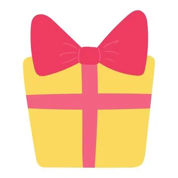 Birthday gift, present in box with bow hand drawn illustration Stock Illustration
