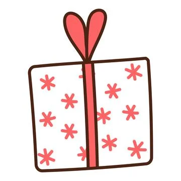 Birthday gift, present in box, wrapping paper with stars pattern, bow hand .. Stock Illustration