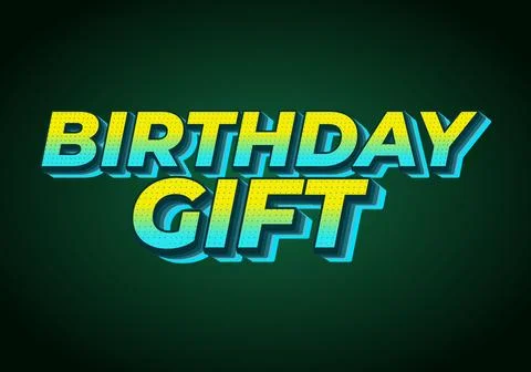 Birthday gift. Text effect with bold colors, for social media and print med.. Stock Illustration