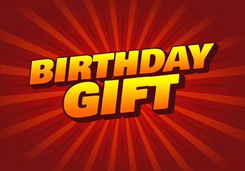 Birthday gift. text effect design for advertising needs Stock Illustration