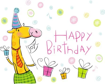 Birthday giraffe Stock Illustration