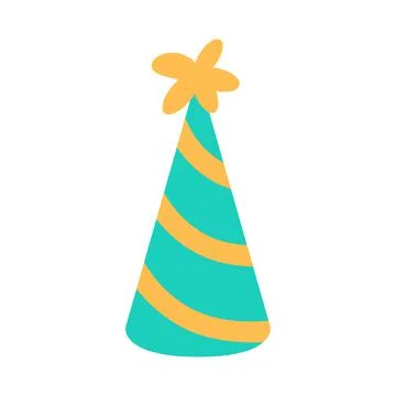 Birthday hat flat icon isolated on white. Stock Illustration