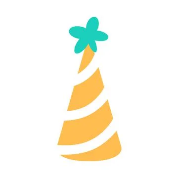 Birthday hat flat icon isolated on white Stock Illustration