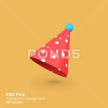 Birthday hat isolated 3d render icon illustration Modello PSD
