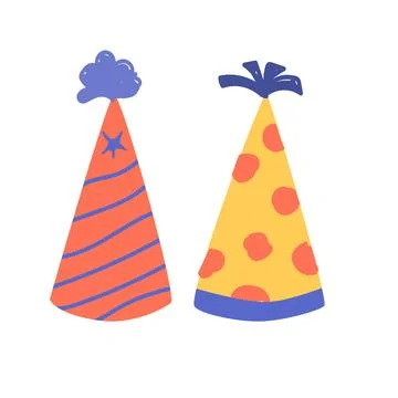 Birthday hat vector set design in cartoon style. Stock Illustration