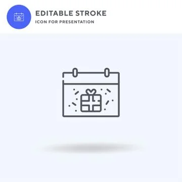 Birthday icon vector, filled flat sign, solid pictogram isolated on white, logo Illustrazione stock