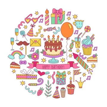 Birthday icons set Stock Illustration