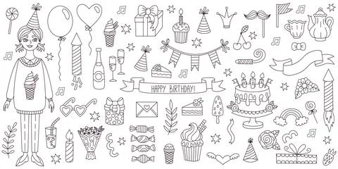 Birthday icons vector set Stock Illustration