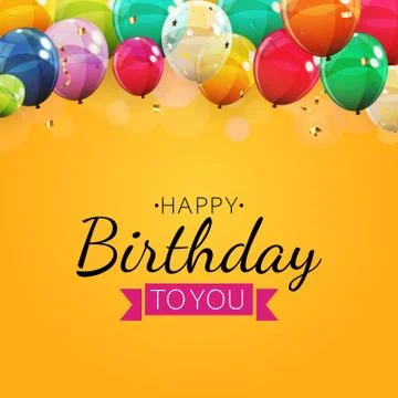 Birthday invitation background with balloons. Vector Illustration Stock Illustration