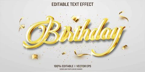 Birthday luxury vector 3d text effect with modern style design Stock Illustration