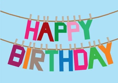 Birthday message on the clothesline Stock Illustration