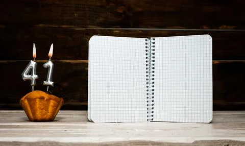 Birthday with number  41, copy space. Anniversary background Creative postc.. Stock Photos