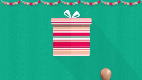 Birthday opener. 2d Animation motion graphics showing gift Stock Footage 155191217