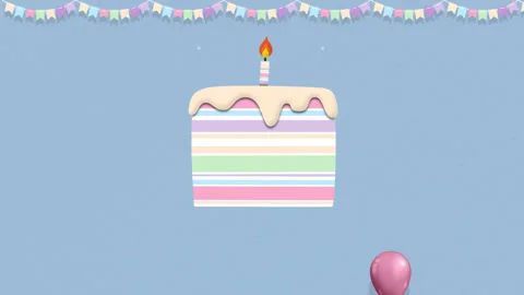 Birthday opener whith cake. 2d Animation motion graphics, 스톡 동영상 155191145