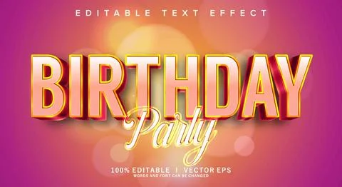 Birthday party 3d vector text effect with modern style design Stock Illustration