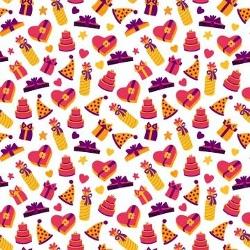 Birthday party background. birthday pattern seamless vector Stock Illustration