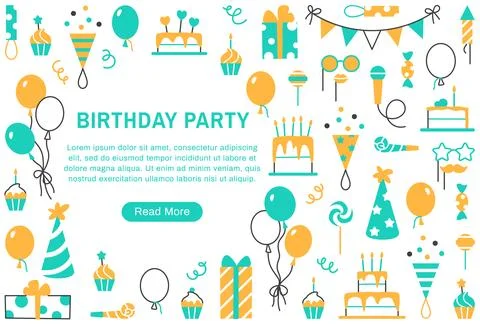 Birthday party background or web page template. Stock Illustration