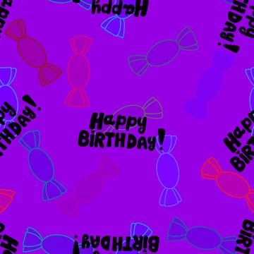 Birthday party candy seamless pattern for wrapping paper and fabrics Illustrazione stock