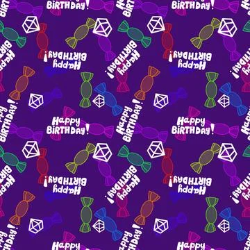 Birthday party candy seamless pattern for wrapping paper and fabrics Stock Illustration