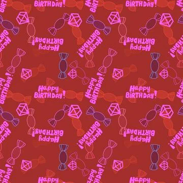 Birthday party candy seamless pattern for wrapping paper and fabrics Stock Illustration