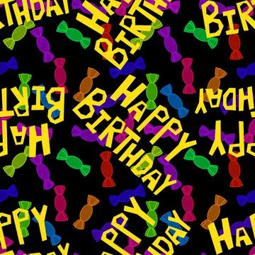 Birthday party candy seamless pattern for wrapping paper and fabrics Stock Photos