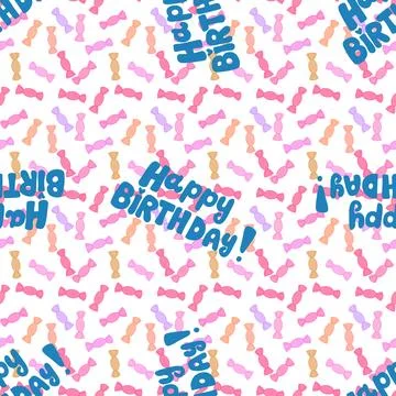 Birthday party candy seamless pattern for wrapping paper and fabrics Stock Photos