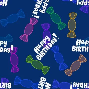 Birthday party candy seamless pattern for wrapping paper and fabrics Stock Photos