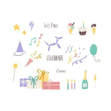 Birthday party design elements. Vector illustration Stockillustratie
