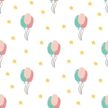 Birthday party design pattern. Balloons celebration seamless pattern Stock Illustration