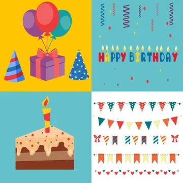 Birthday Party Elements - Vector Illustration 스톡 일러스트