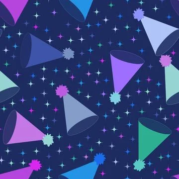 Birthday party hat seamless pattern for wrapping paper and fabrics Illustrazione stock