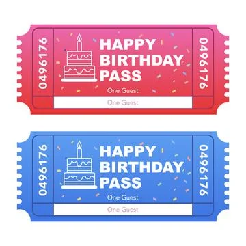 Birthday Party Pass Ticket. Vector illustration. Ilustração Stock
