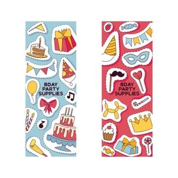 Birthday party pattern vector anniversary cartoon kids happy birth cake or Illustrazione stock