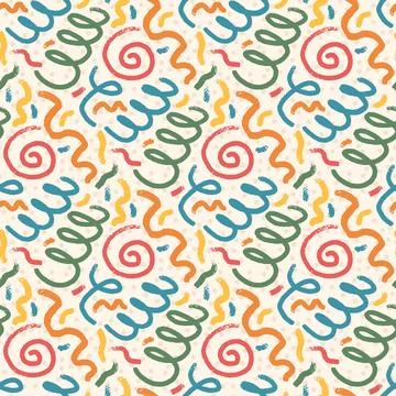 Birthday party seamless pattern template. Spirals lines geometric party 스톡 일러스트