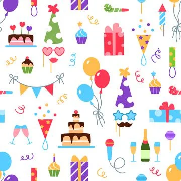 Birthday party seamless pattern tile design. Stock Illustration