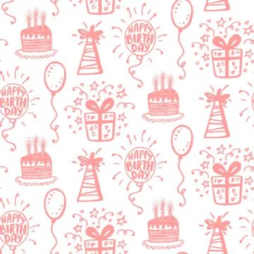 Birthday party seamless patterns Stock Illustration