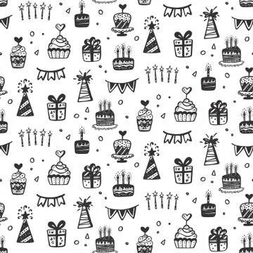 Birthday party seamless patterns Stock Illustration