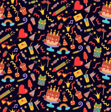 Birthday party seamless vector pattern Illustrazione stock