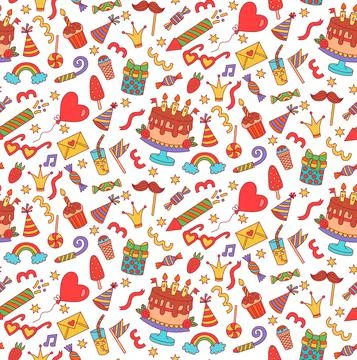 Birthday party seamless vector pattern Stock Illustration