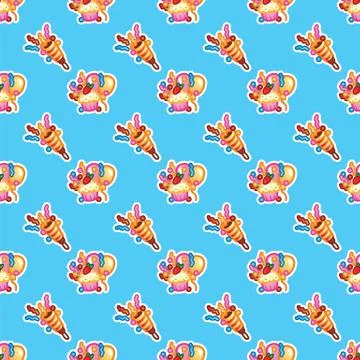Birthday pattern background. Sweet cake with candles for celebration party, cake Stock Illustration