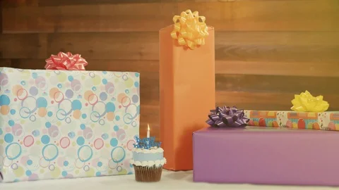 Birthday Presents on a Table Background Stock Footage 82279376