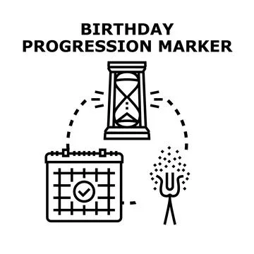 Birthday progression marker concept indicating celebration time Stock Illustration