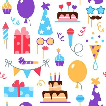 Birthday seamless pattern design. Stock Illustration