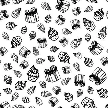 Birthday seamless pattern in hand-drawn doodle style. Stock Illustration