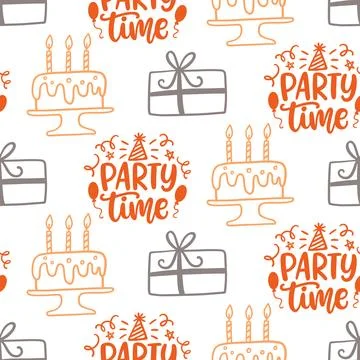 Birthday Seamless Pattern. Party Time Vector Print Stock Illustration