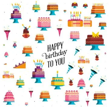 Birthday set icons pattern Stock Illustration