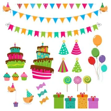 Birthday Set Ilustração Stock