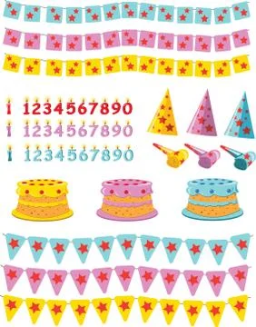 Birthday set Stock Illustration