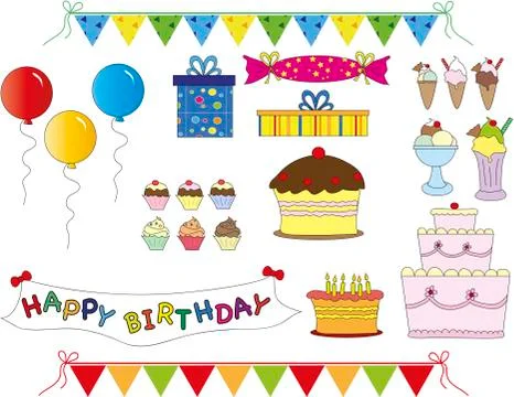 Birthday set Stock Illustration